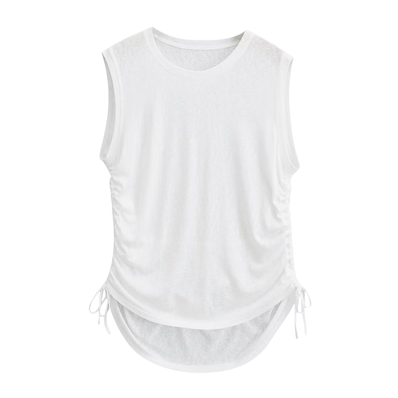 Free Style Women's Sports Short Sleeve Running Quick-Dry Loose Sleeveless Drawstring Top T-Shirt Pilates Yoga Fitness Cover-Up Spring Summer