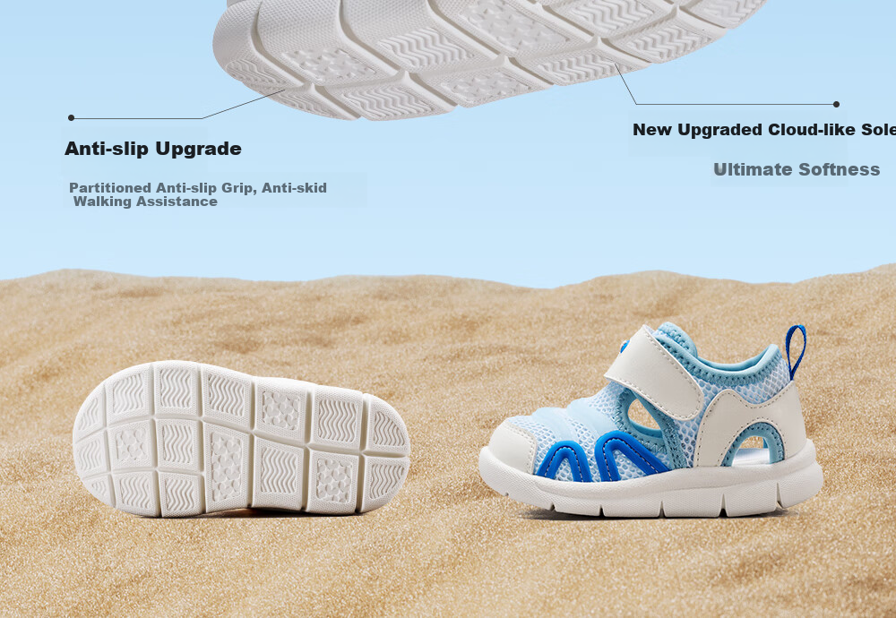 BOBDOG Children's Shoes, Baby Sandals, Toddler Shoes, Boys' Caterpillar Shoes, Breathable Mesh Kids' Footwear, Light Blue, Size 25 13
