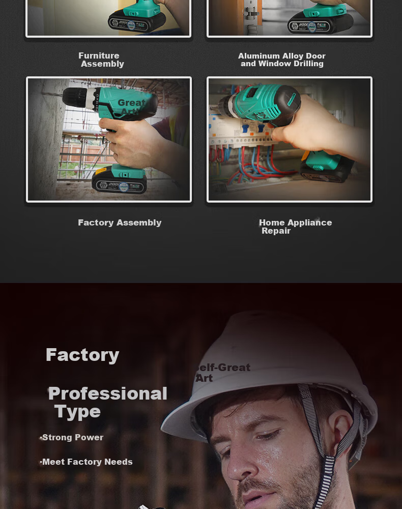 Dayi Electric Drill, Lithium Battery Handheld Drill, Pistol Drill, Rechargeable Multi-Functional Household Electric Screwdriver, Bare Tool 1028 3