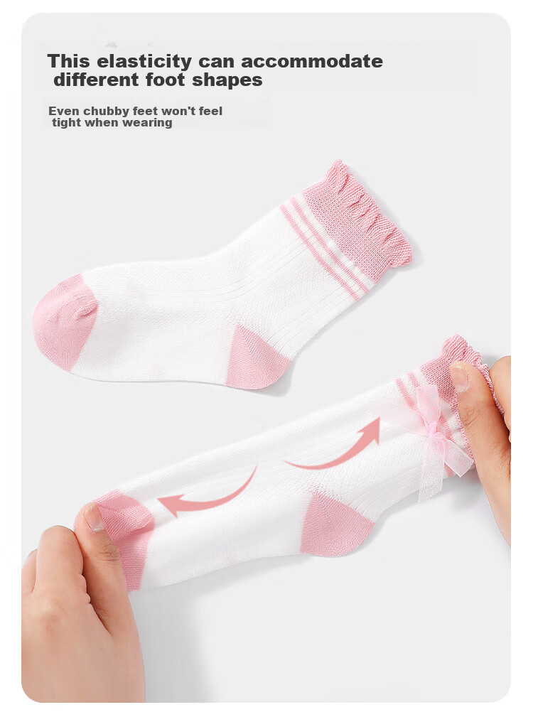 YUZHAOLIN Girls' Socks, Children's Mid-Calf Socks for Autumn, Short Socks for Older Girls, 5 Pairs, Bow-Tie Rabbit Desig 5