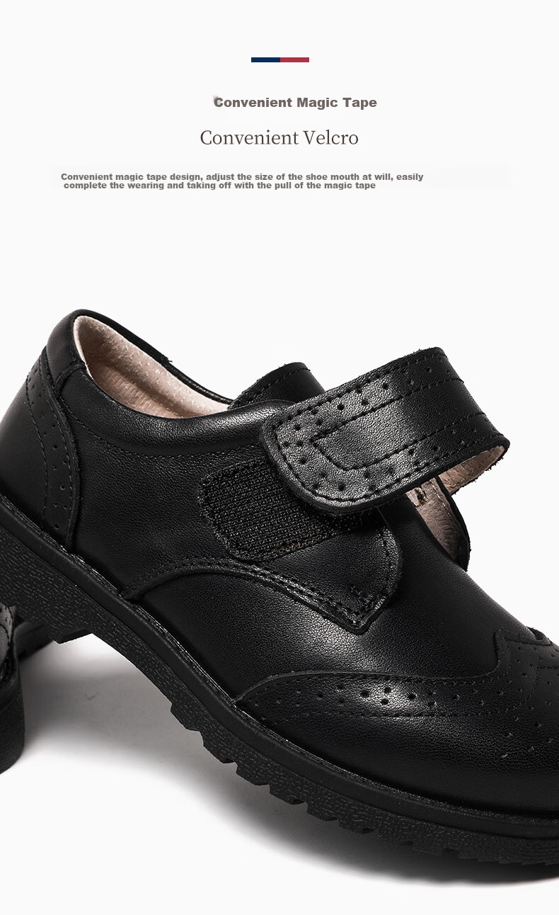 Aokang Boys' Leather Shoes, Black Soft-Soled Performance Shoes, Spring And Summer New Style Children's British-Style Genuine Leather Show Shoes for Older Kids 4