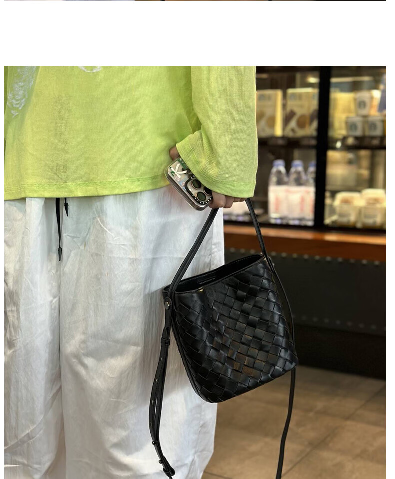 Viney Leather Handbag for Women, Woven Bucket Bag, Light Luxury Crossbody Shoulder Bag, Practical Birthday And Mother's Day Gift for Mom 9