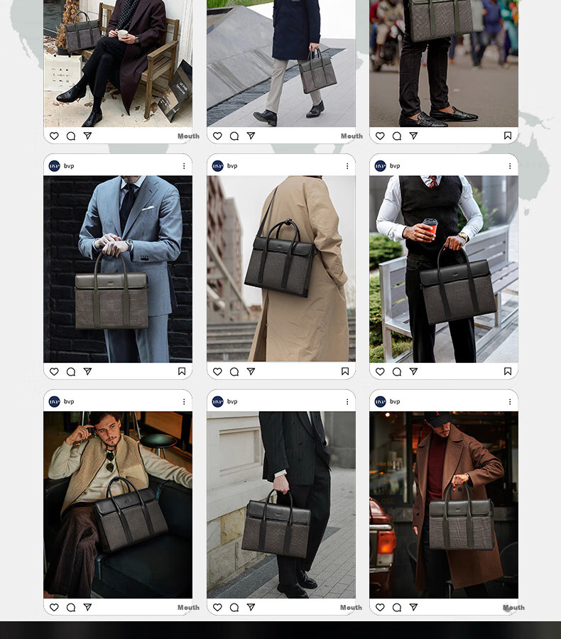 BVP Men's Briefcase, Business Casual Handbag, Fashionable Horizontal Style Men's Bag, Large Capacity Laptop Bag, Birthday Gift 2