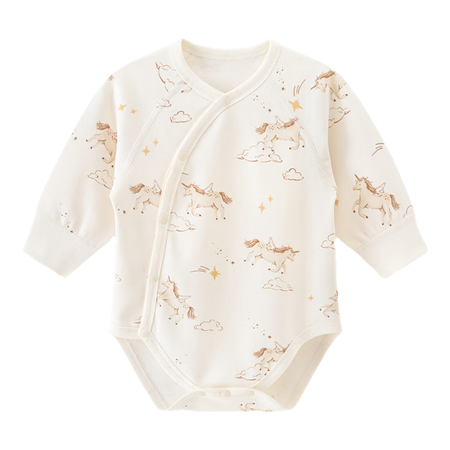 Guaiqi Bear Year of the Horse Baby Pure Cotton Romper Spring and Autumn Homewear Infant Long Sleeve Pajamas Triangle Bodysuit