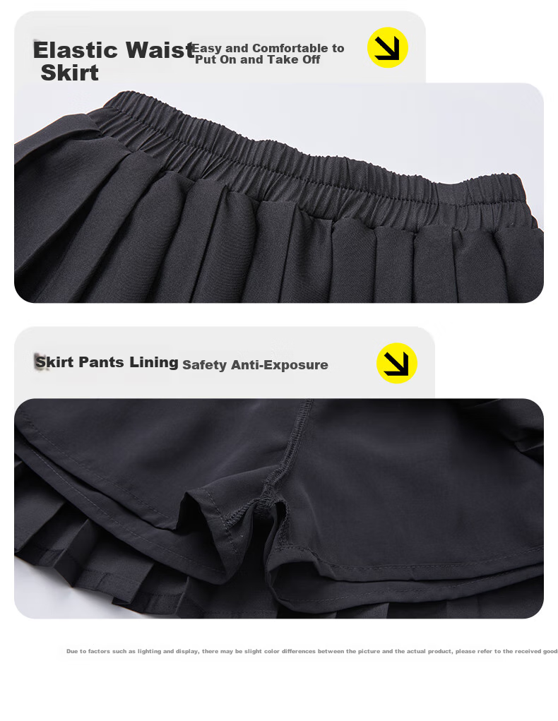 Follow Me Girls' Summer Outfit Set: Academic Style Shirt Short-Sleeve Top JK Pleated Skirt Two-Piece Set White/black 150 4