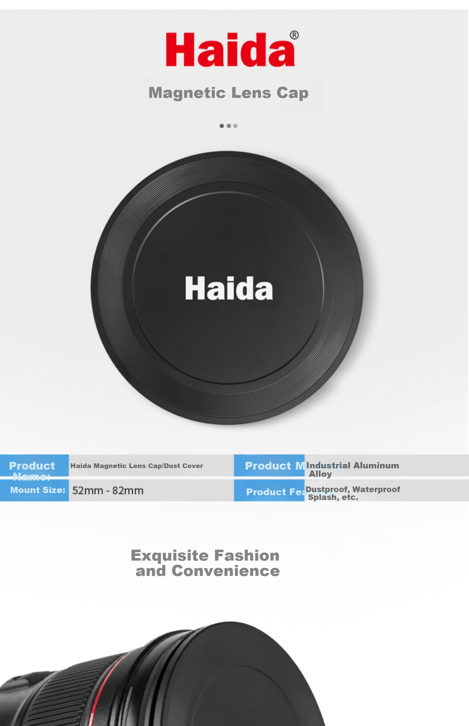 Haida Magnetic Lens Cap, 82mm Magnetic Filter Front Cover, Suitable for Canon, Nikon, Sony, Fuji And Other Mirrorless And DSLR Camera Lenses 1