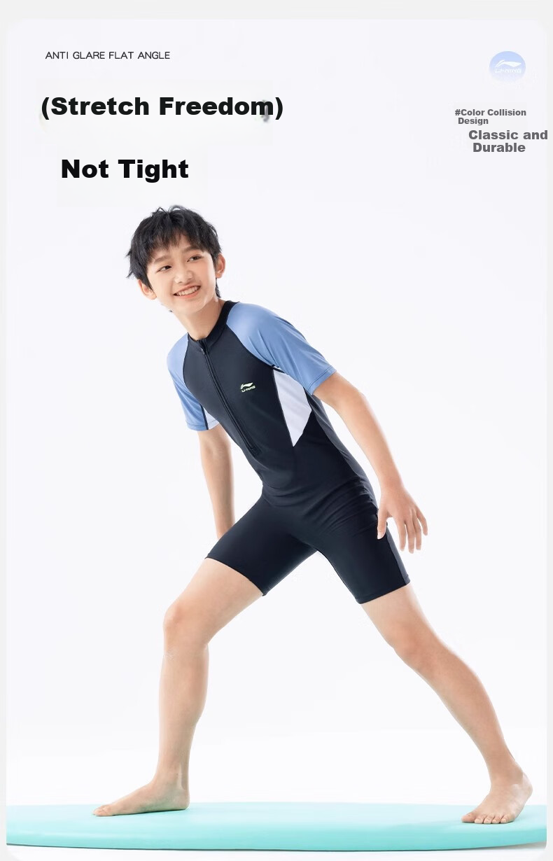 Li-Ning Children's Swimsuit, Boys' One-Piece Racing Swimwear for Older Kids And Teenagers Aged 12-16, Professional Competition Swimwear for Older Boys 5