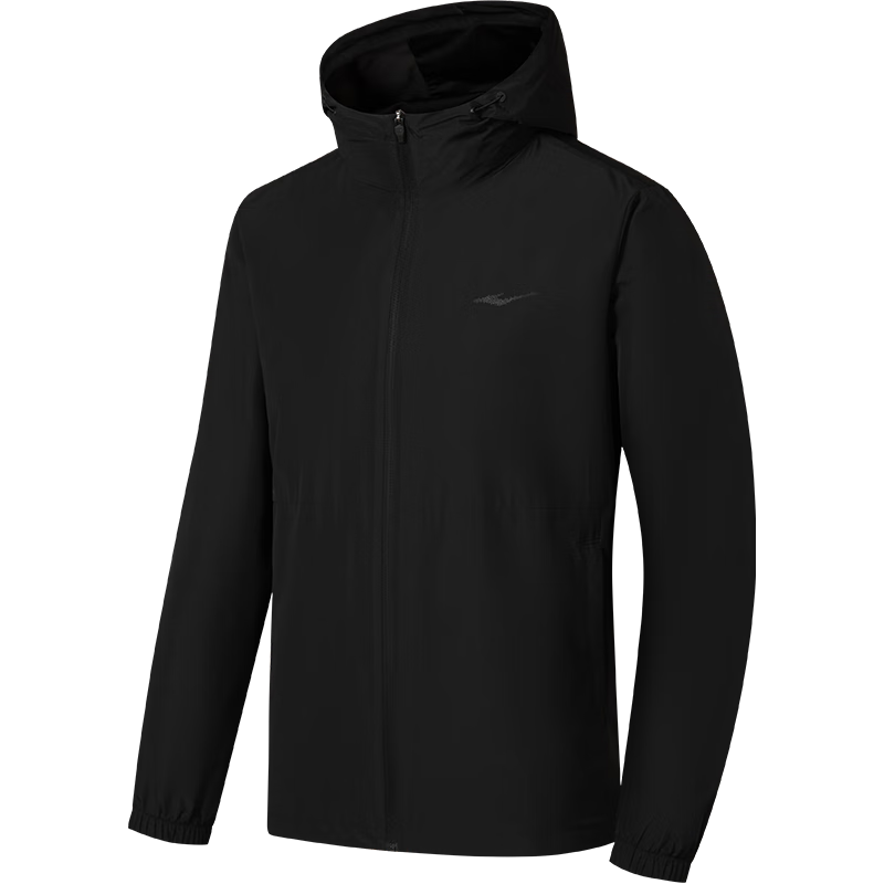 ERKE [Yu Shi Same Style] Water-Resistant Jacket for Men, Spring Stand-Collar Hooded Coat, Outdoor Sports Windbreaker