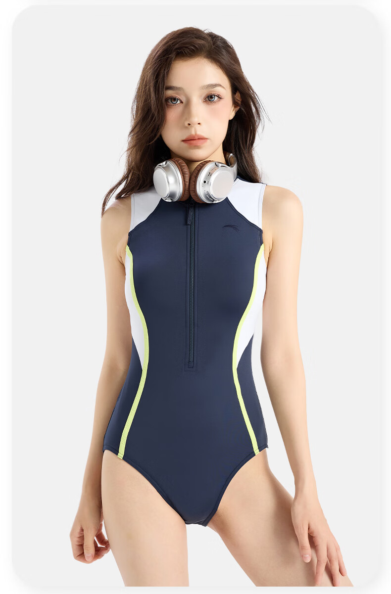 ANTA Women's Swimsuit, 2026 New High-End One-Piece Triangle Professional Racing Swimwear, Slimming Ladies' Swimwear, Light Green, Size L 13
