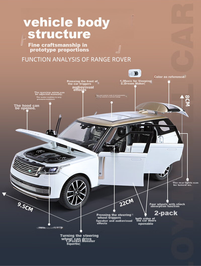 Heimanba 1:24 New Land Rover Range Rover SV White Car Model Children's Toy Alloy Car Model Collectible Display Piece Gift 3