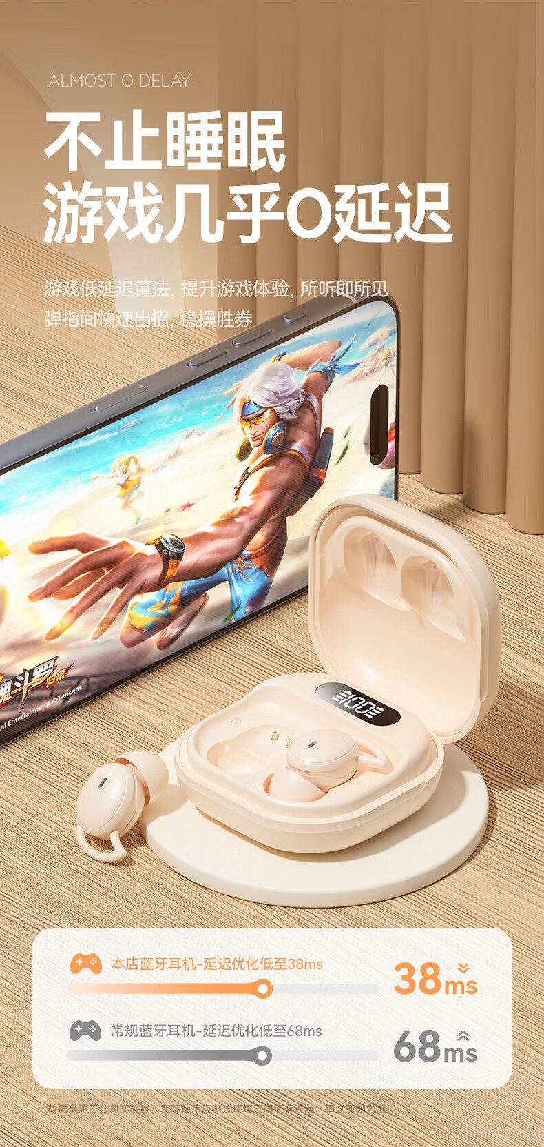 KOVOL Sleep Bluetooth Headphones, In-Ear Wireless Noise-Cancelling Invisible Mini Earphones for Work, Browsing, Sleeping, Side-Sleeping without Pressing on Ears 1