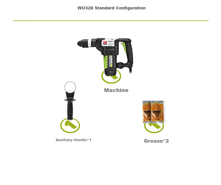 WORX 1200W Rotary Hammer WU328 High-Power Impact Drill for Concrete, Power Tool 13