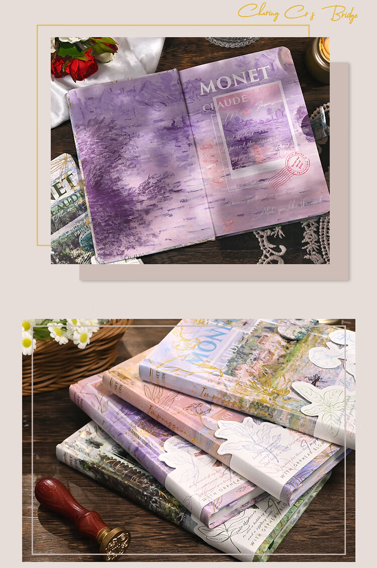 Ziyi Vintage Horizontal Line Notebook Hollow Diary Student Journal Thick High-Quality Hand Account Stationery Gift Flower Bloom Tea Mi SZB66-1 6
