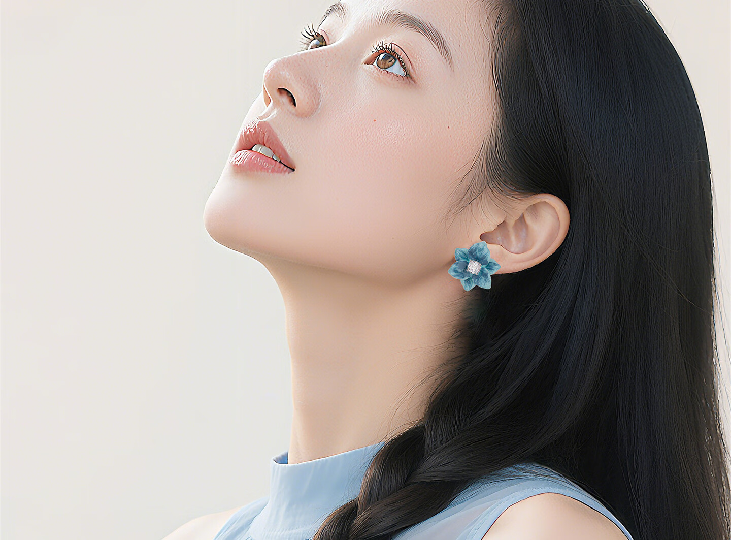 Qlady Summer Earrings Blue Flower Studs for Women, 2025 New High-End Niche Design, Ear Piercing Earrings Gift 8