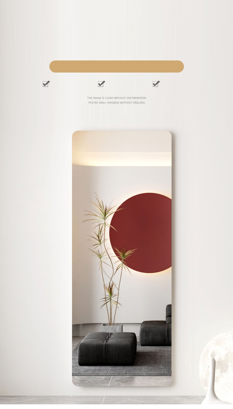 XINGKAI Acrylic Soft Mirror Full-Length Wall-Mounted Dressing Mirror Home Use HD Mirror JY61 30*120 1