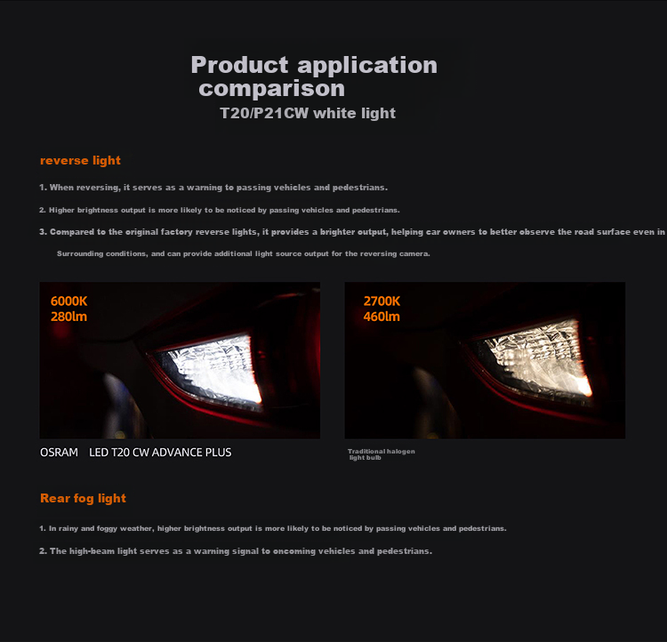 OSRAM PY21W LED Car Light Brake Light Reverse Light Turn Signal Auxiliary Light P21 Single Filament Yellow Light 12V 2.5W 2-Pack 4