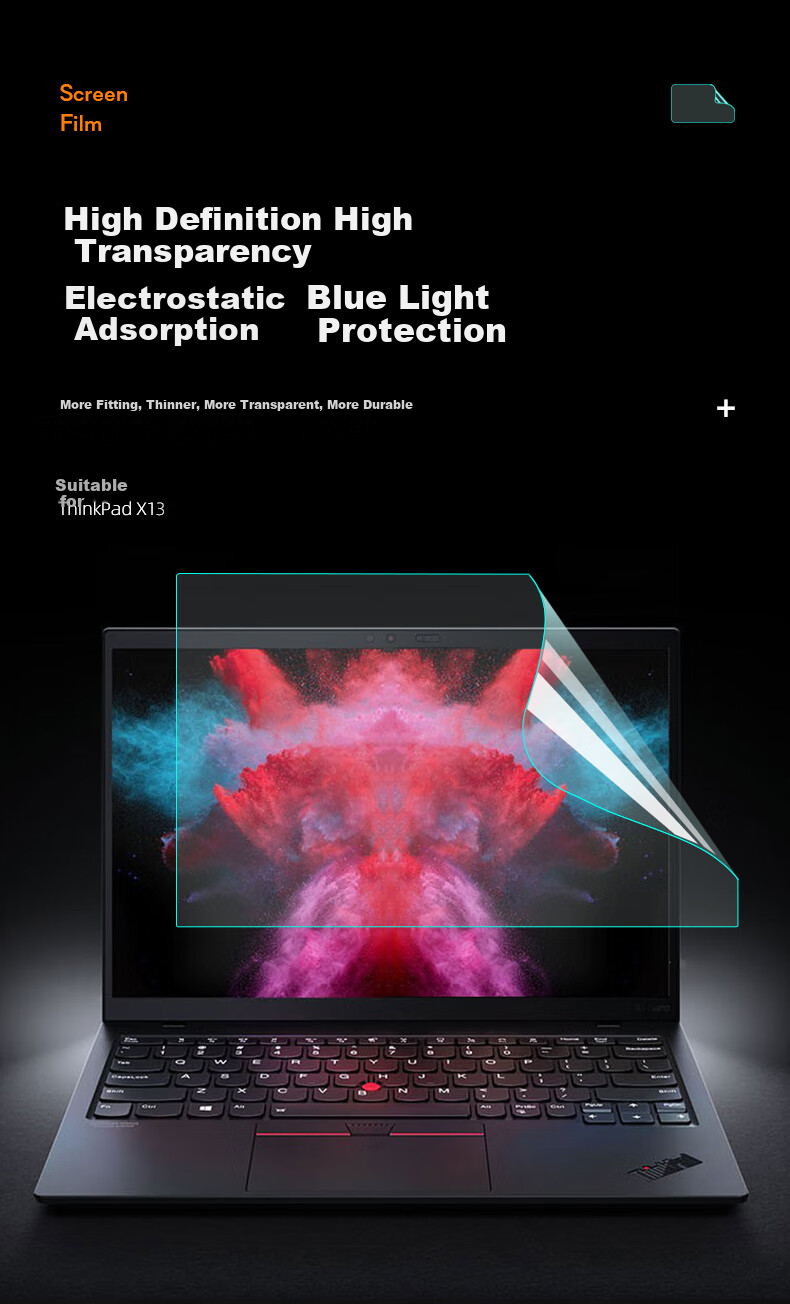 Jiasu Lenovo ThinkPad X13 2022 Model/ThinkPad S2 2023 Model 13.3-Inch (16:10) Keyboard Cover + Anti-Blue Light Screen Protector, Screen Protection Film Set 7