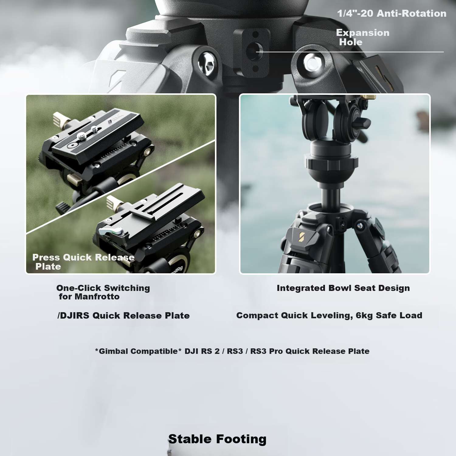 SmallRig 4420 AD-50 Carbon Fiber Tripod, Professional Lightweight Camera Birdie Stand, Hydraulic Damping Ball Head Support, Arm, Portable Photography Live Streaming Aluminum Alloy Tripod 7
