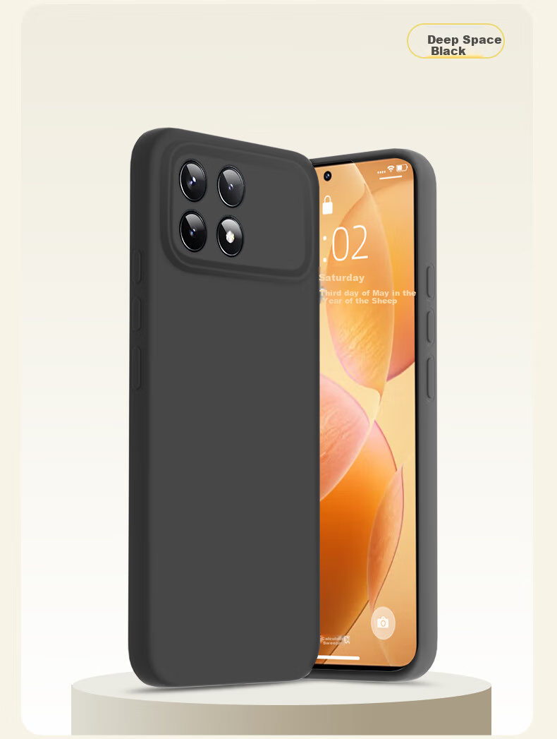 Shangsu Compatible with Redmi K70 Phone Case, K70 Pro Protective Cover, Premium Liquid Silicone Soft Shell, Full Lens Protection, Shockproof, Anti-Fingerprint, for Women And Men, Solid Color Simple Outer Shell, Black 8