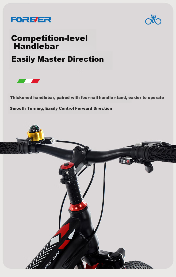 FOREVER Children's Bicycle, Variable Speed Mountain Bike for Primary And Secondary School Students, Boys And Girls Aged 6-15, Racing Bike for Teenagers, Black And Red, 22 Inches 23
