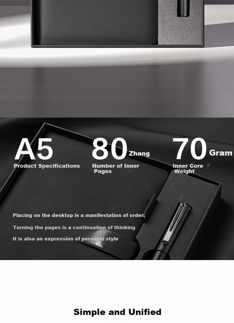 Deli [Mid-Autumn Festival Gift] Notebook Gift Box A5/80 Sheets Leather Cover, Exquisite Set, Office Gift Box, Writing Gift Box, Pen + Clip, Leather Cover Notebook BP81 2