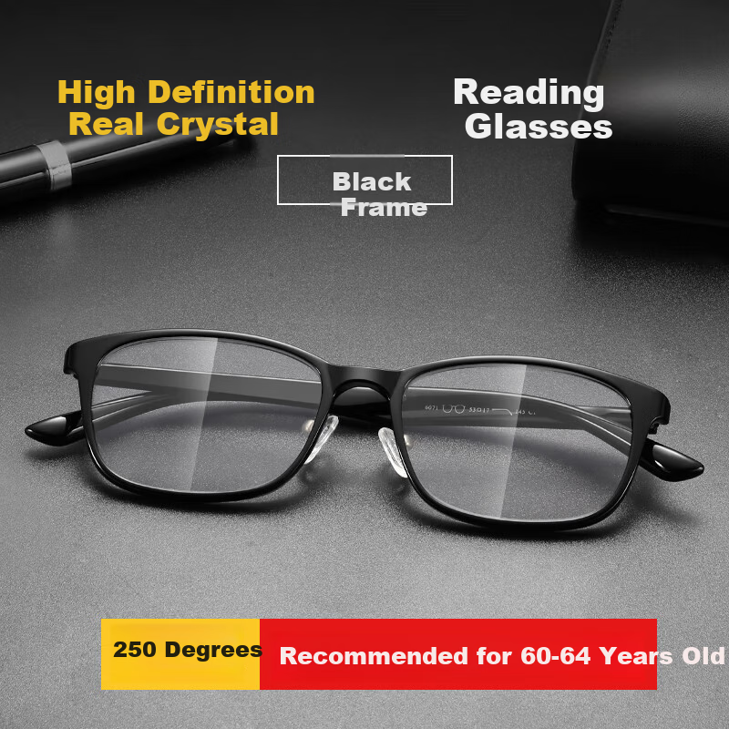 Bertha Natural Crystal Reading Glasses for Men And Women, High-Definition Premium Brand Authentic Middle-Aged And Elderly Donghai Crystal Stone Glasses