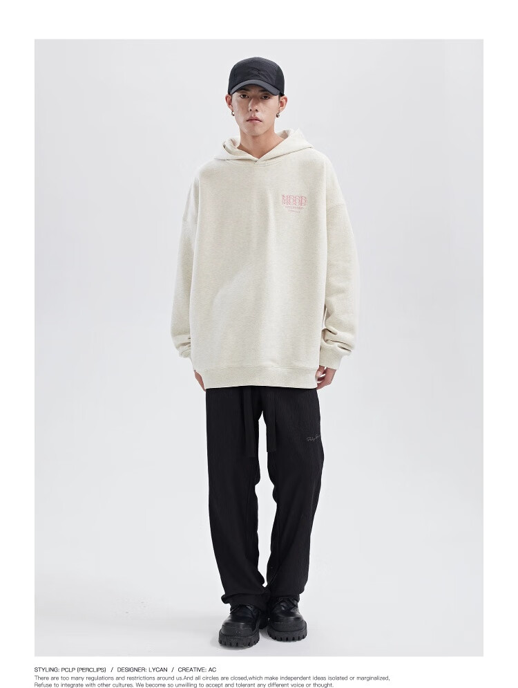 PCLP Chinese Streetwear Spring Autumn Loose Fit American High Street Vintage Heavyweight Knit Hoodie Men Rose Red M 3