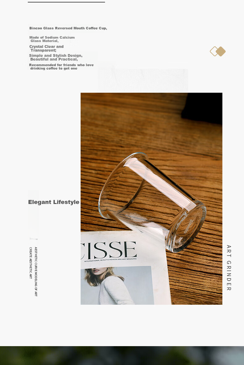 Bincoo Vertical Stripe Iced Americano Specialty Coffee Glass Cup Dirty Fruit Tea Juice Cup High Aesthetic 3