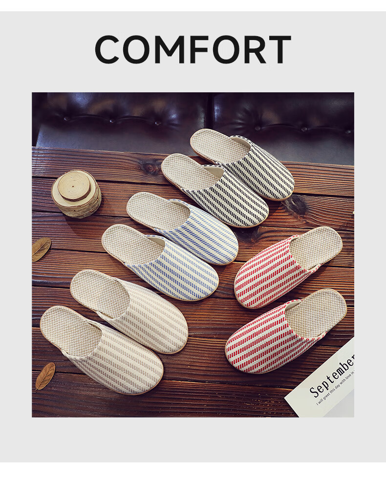 Hengyuanxiang Linen Slippers for Men And Women, Couples' Home Use Non-Slip Indoor Casual Cotton And Linen Floor Sandals Summer Black Size 40-41 3