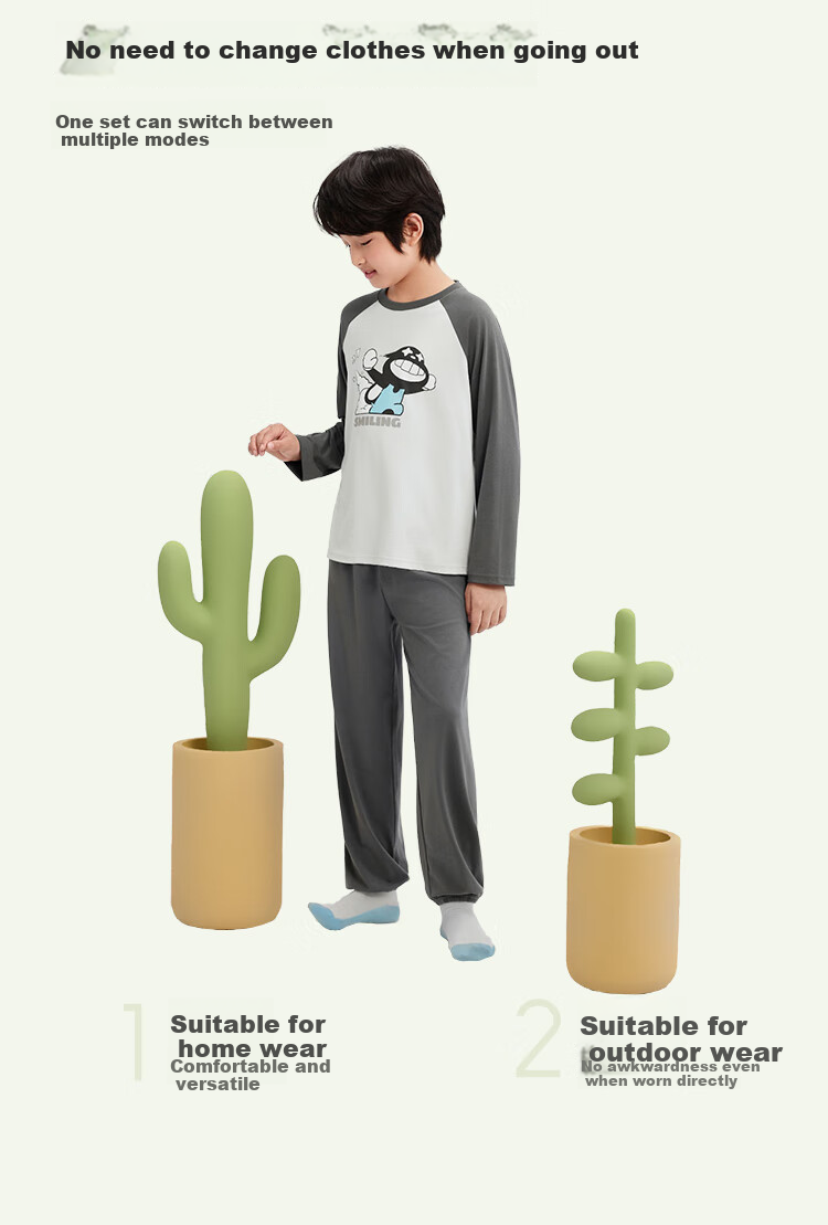 BALABALA Children's Pajama Set Autumn Boys' Loungewear Suitable for Outdoor Wear, Antibacterial And Mite-Resistant for Small, Medium And Large Kids 209325171101 6