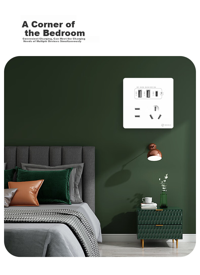 FDD Concealed 86-Type 20W Fast Charging USB Socket Switch Panel Wall-Mounted Mobile Phone Charging Type-C Home Five-Hole Five-Hole 20W Fast Charging USB+typeC (White) 10