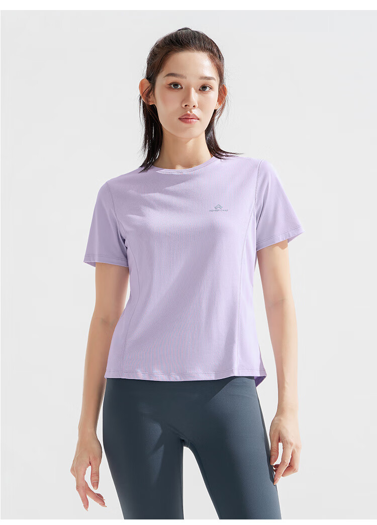 Pioneer Camp Women's Ice Oxygen Bar Shoulder T-Shirt Summer New Ice Silk Cool Round Neck Short Sleeve Sports Top 16