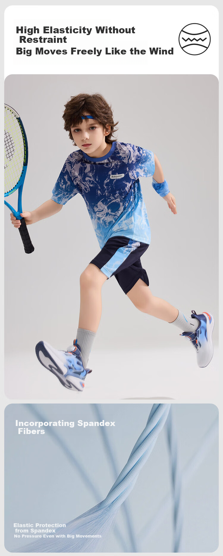 ASK JUNIOR Children's Quick-Dry Summer Outfit, Youth Chinese-Style New Chic Instant Cool Short-Sleeve T-Shirt And Shorts Sports Two-Piece Set 10