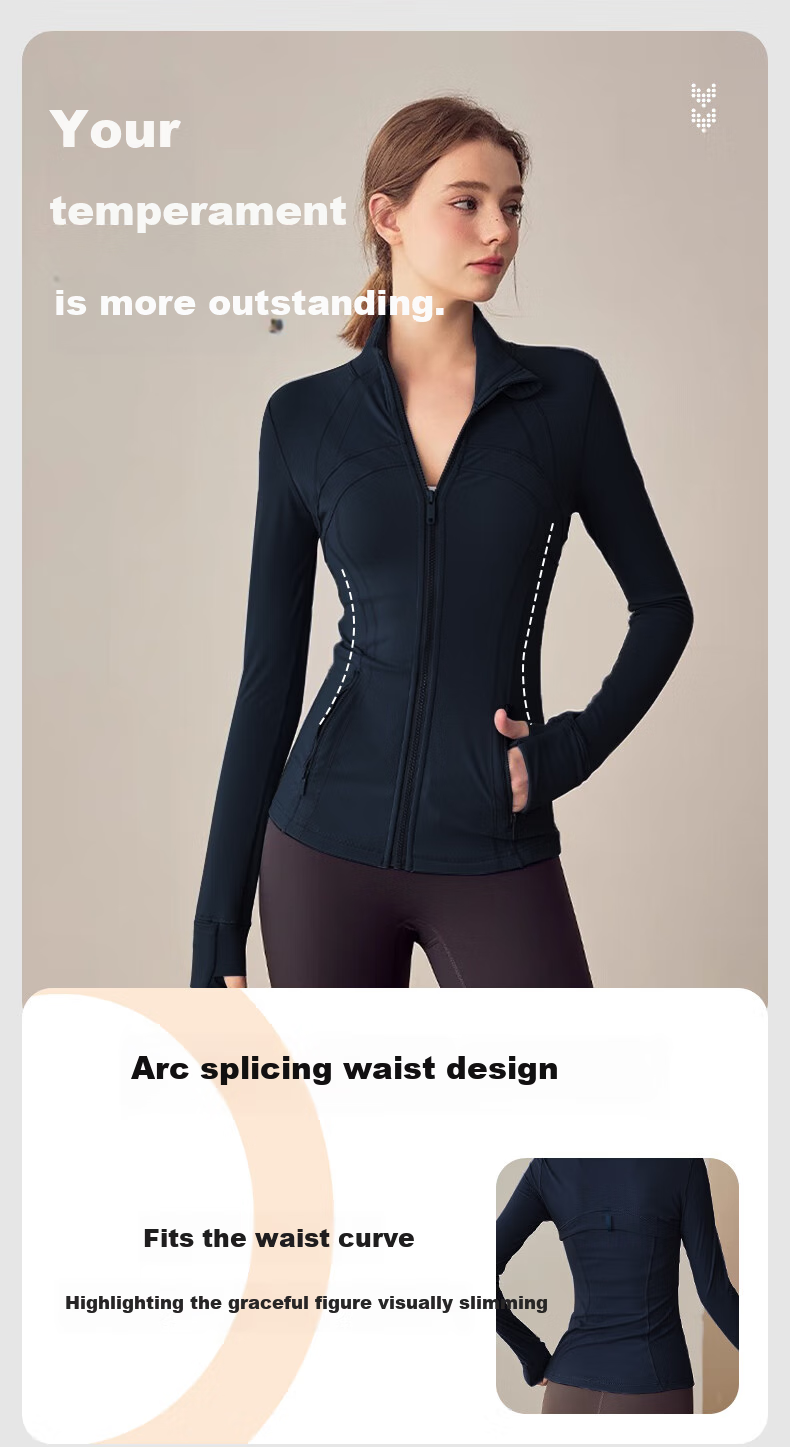 BOPRUIEY Women's Short Jacket, Spring And Summer Yoga Wear, Long-Sleeve Zip-Up Top, Skin-Friendly, Naked Feel, Slim-Fit Sports Coat for Outer Wear 6