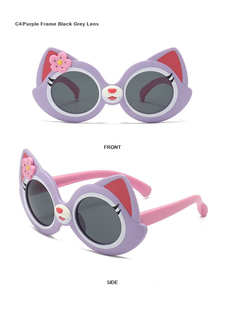 DRATRA Children's Sunglasses with 3D Design, Cute Cartoon Cat-Shaped Sunglasses for Boys And Girls, Baby Glasses, Father's Day Gift 3