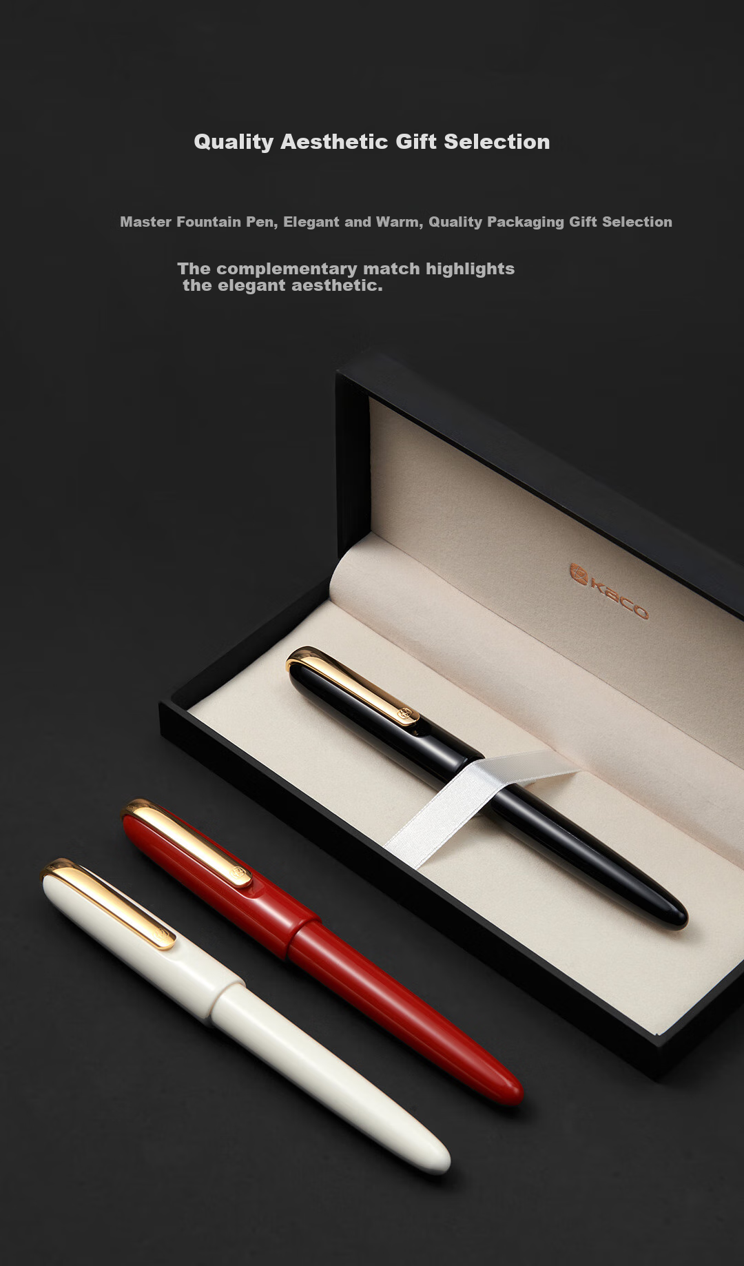 KACO [Valentine's Day Gift] KACO Master Fountain Pen, High-End Business Office Ink Pen, Premium Valentine's Day Gift, Teacher Gift, Adult Calligraphy Practice Pen, EF Nib, White 5