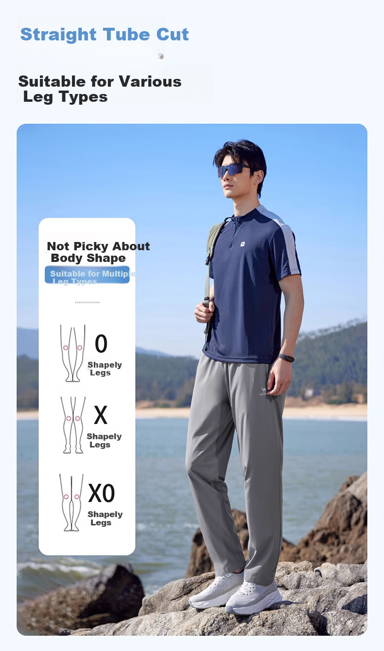 CAMEL Quick-Dry Casual Pants for Men, Spring And Summer New Style Loose Straight-Leg Woven Trousers for Dad, Running Sports Pants 4