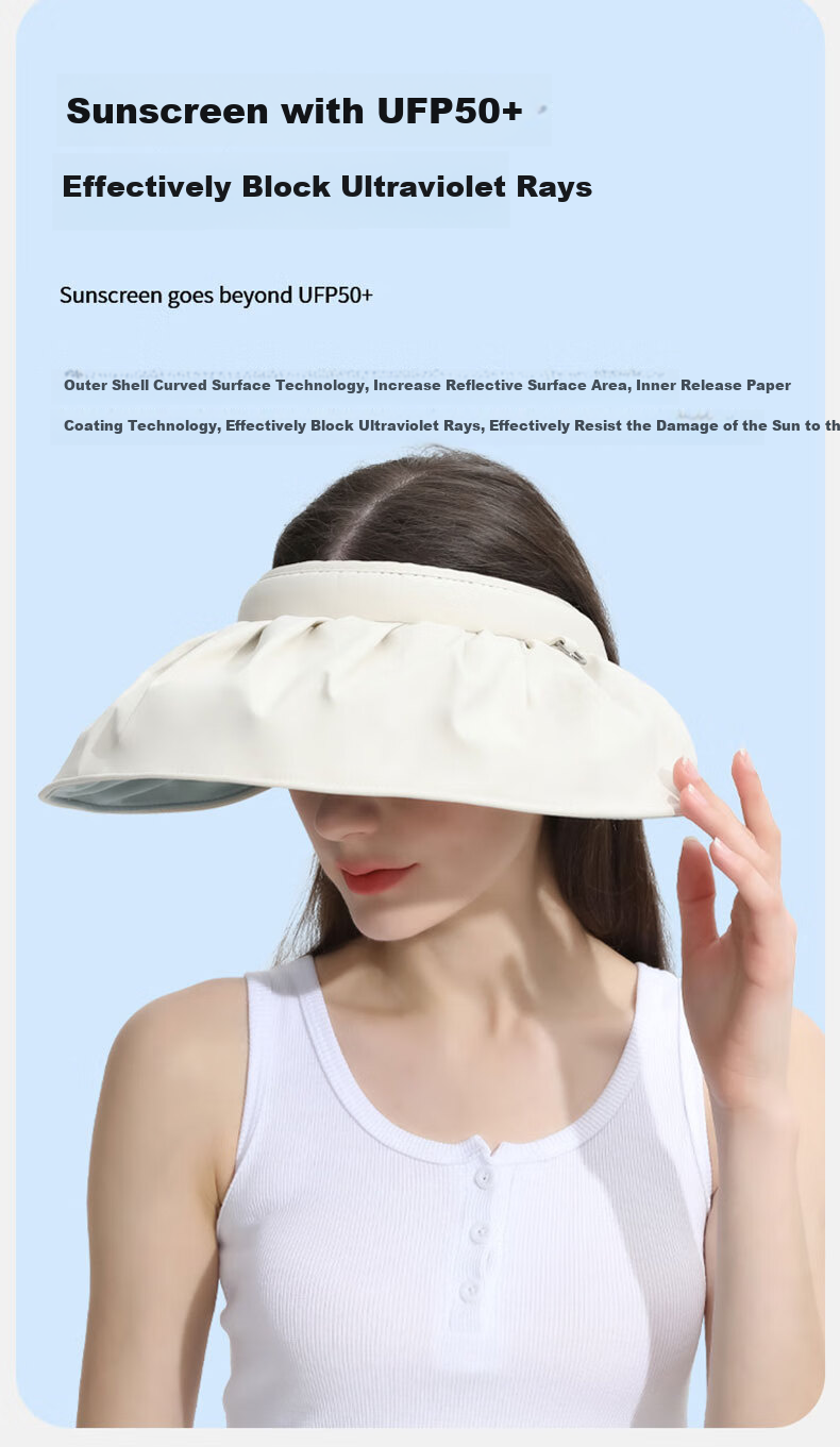 DUSENNA Summer Sun Protection Hat for Women, Visor Sun Hat, UV Protection Shell Hat, Milk Tea Apricot Color 3