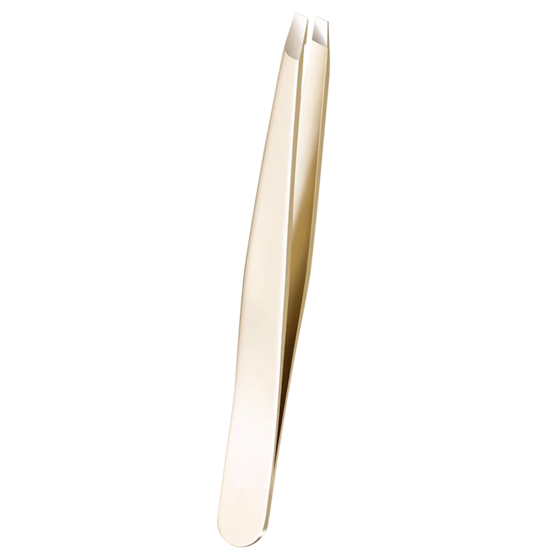 UPLUS Gold Angled Precision Eyebrow Tweezers with Case Stainless Steel Safe Hair Removal