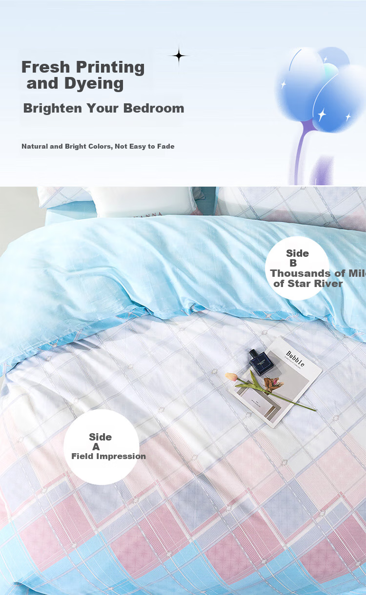 Bravo Fuanna Four-Piece Bedding Set, 100% Pure Cotton Duvet Cover And Bedsheet, King Size Bedding Set for 1.8-Meter Bed 5