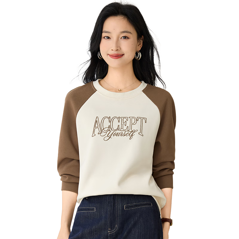 Chushen Classic Crewneck Raglan Sleeve Casual Student Long Sleeve Sweatshirt S53W028 Spring and Autumn Women