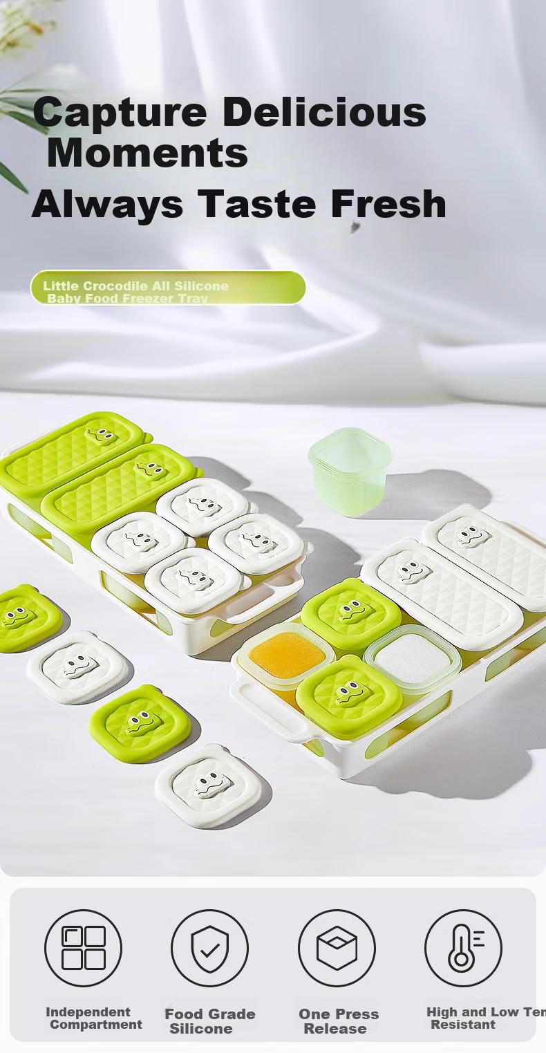Licheers Baby Food Storage Containers with Freezer Trays, Individually Molded Silicone Molds for Frozen Puree, Infant Feeding Bowls And Tools 1