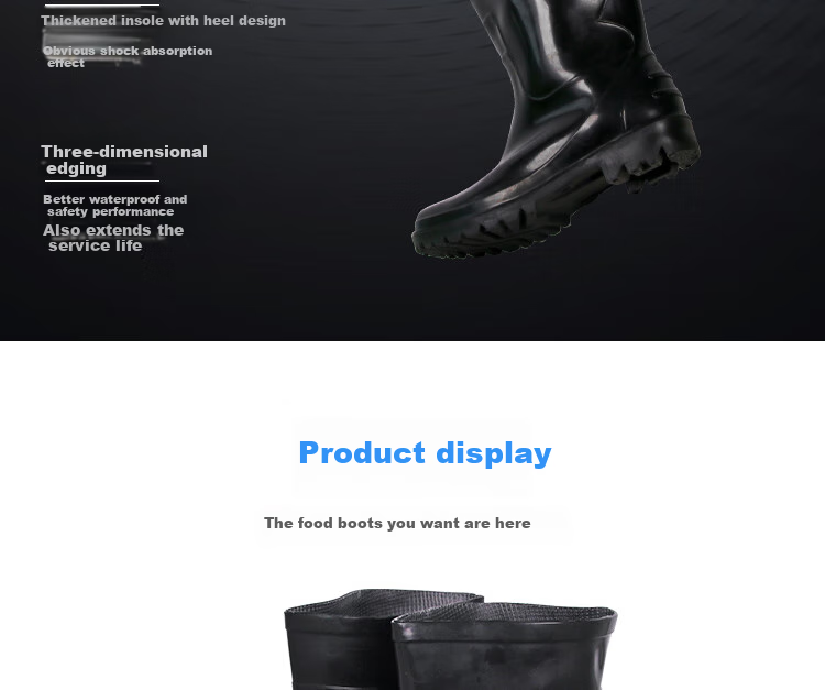 LONGLAST Thick Chemical Boots, High-Top Non-Slip Waterproof Shoes Rain Boots, Acid And Alkali Resistant, Black Rubber Shoes for Men And Women, Size 41 7
