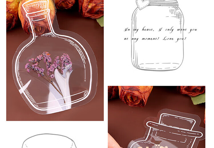 E-Mugu Transparent Dried Flower Bookmarks 20 Sheets Birthday Gift DIY Craft Kit Specimens PVC Laminated Plant Leaves Pressed Petals Glass Wood Frame Tools Hand-Painted 10