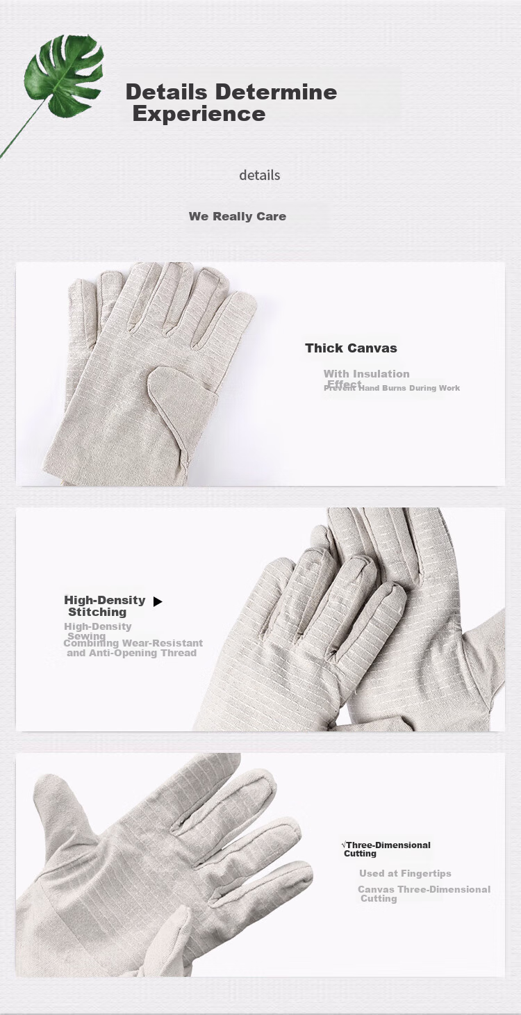 SHENGLI GCF240 Canvas Gloves, Work Gloves, Durable And Tear-Resistant, 24-Stitch Pattern, Double-Layer Cotton, White, Pack of 10 Pairs 8