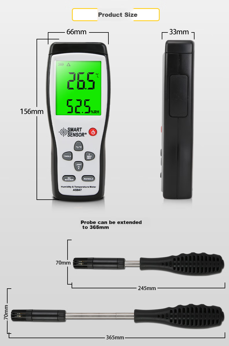Xima AS847 Industrial-Grade Temperature And Humidity Meter, Environmental Temperature And Humidity Tester, Temperature And Humidity Testing Instrument 8