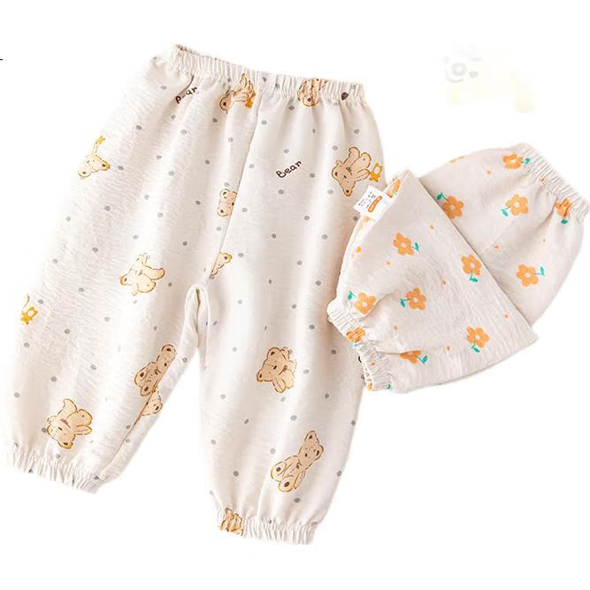 Детские штаны Babyprints от комаров, летние повседневные штаны для улицы, тонкие штаны-фонарики с эластичными манжетами, универсальный стиль, цветочный узор, размер 130