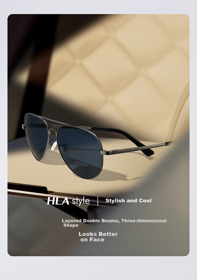 HLA Polarized Sunglasses, Driving-Specific Glasses, Anti-Glare Sunglasses for Men, Gift, Gradient Gray (Gun Frame) 3