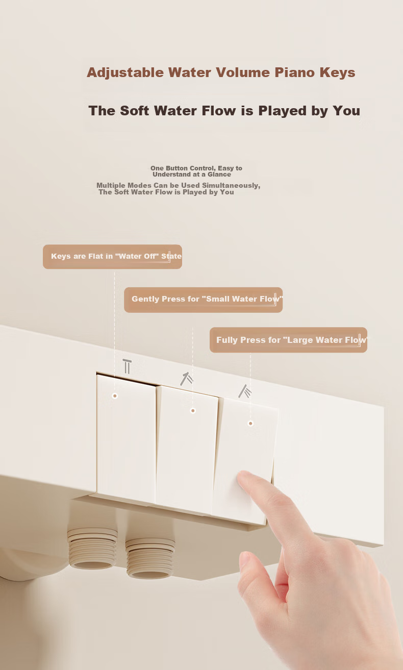 ARROW Jingjie Simple Shower Head, Piano White Button, Large Storage, Pressurized Shower Head with Spray Nozzle 6