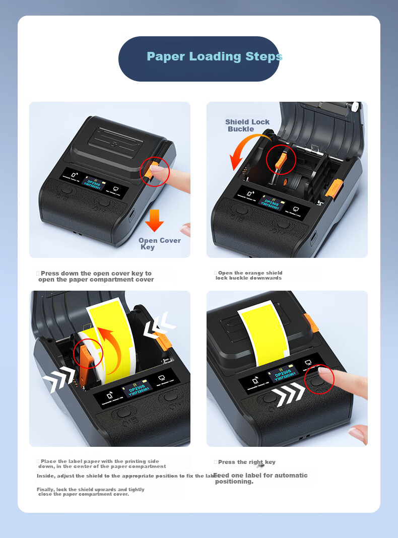 Detong DP230S Communication Room Cable Label Printer, Handheld Small Portable Mobile P/T Knife-Type Labeling Machine, Electrical Cabinet Engineering Circuit Breaker Label Machine, with 1 Roll of Yellow Circuit Breaker 4